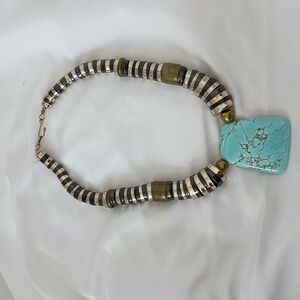 Turquoise and Brass  Necklace